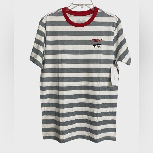 NWT Urban Outfitters Neon Riot Tokyo Stripe Tee Men Size M Short Sleeve Cotton - Picture 1 of 14